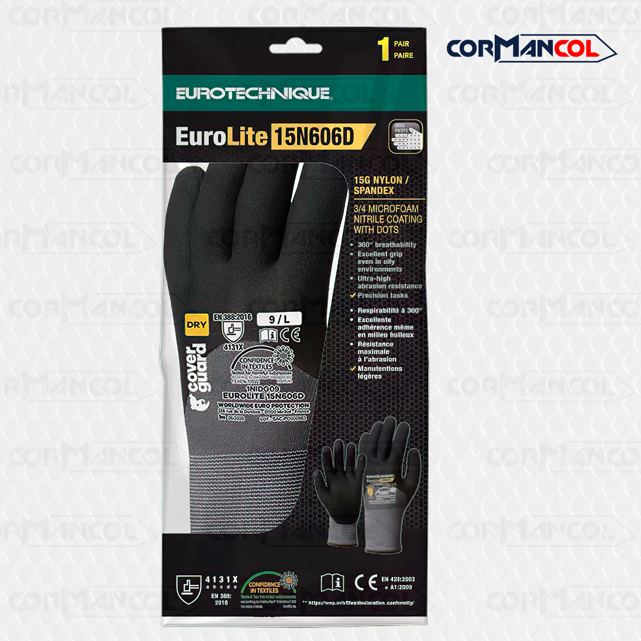 1NIDG08 GUANTE NYLON CAL 15 NITRILO  MICROESPUMA PUNTOS 