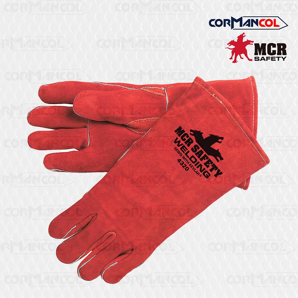4320 GUANTES DE SEGURIDAD SOLDADOR  DE DEZLIZAMIENTO CON KEVLAR ROJO 14&quot; MCR